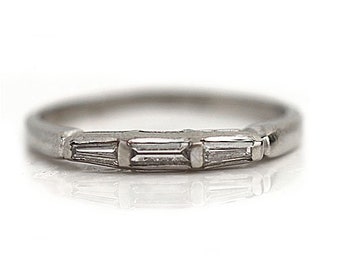 Vintage Baguette Diamond Wedding Band Baguette Diamond Ring .40ctw Vintage Wedding Ring