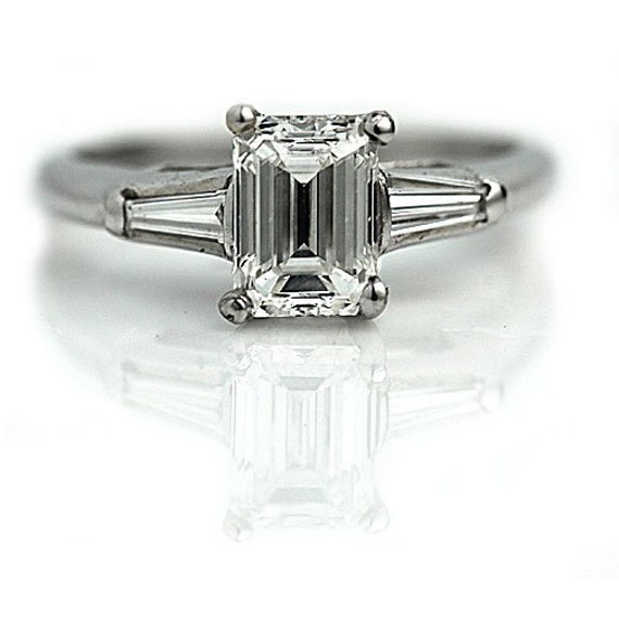 #etsy Emerald Cut Diamond Engagement Ring GIA 1.26 Carat – the hippie ...