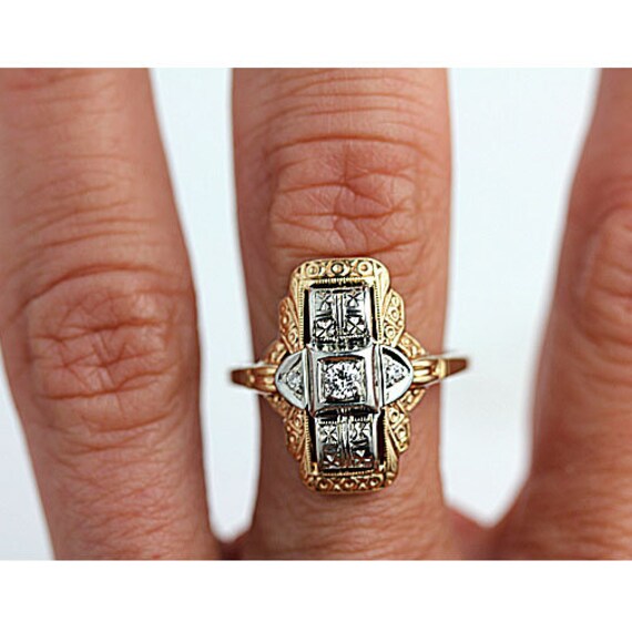 Antique Diamond Ring - Statement Cocktail Ring Tw… - image 4
