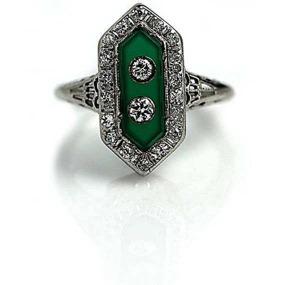 Art Deco Onyx Ring Cocktail Ring