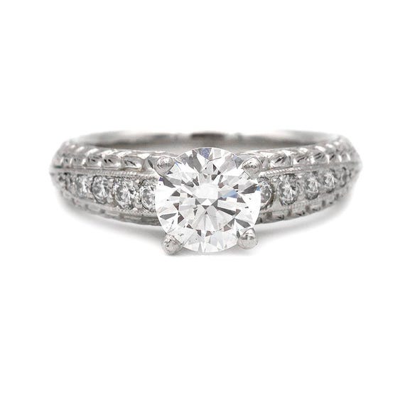 Vintage Engagement Ring Scott Kay 1.28 Carat Lab Grown Diamond Engagement Ring in Platinum | IGI F/VS1