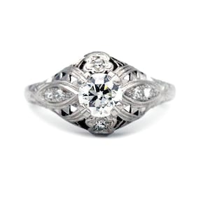 Art Deco Engagement Ring Filigree Engagement Ring Circa 1930&#39;s