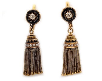 Victorian Earrings Gold Mine Cut Diamond Earrings For Women Circa 1800s