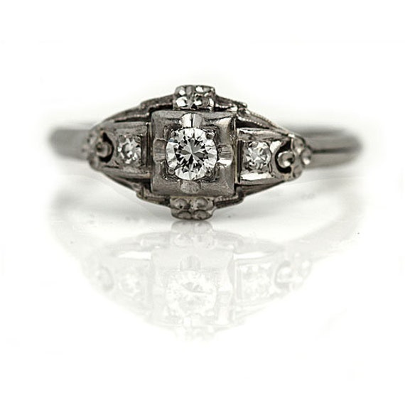 Art Deco Diamond Engagement Ring - Antique Art Dec