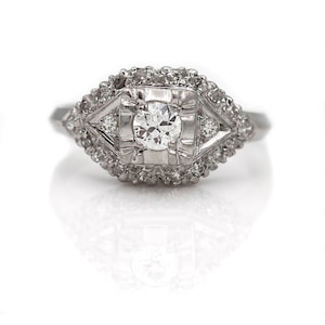 Art Deco .74Cttw Old European Cut Engagement Rings Vintage Engagement Rings Platinum Antique Engagement Rings