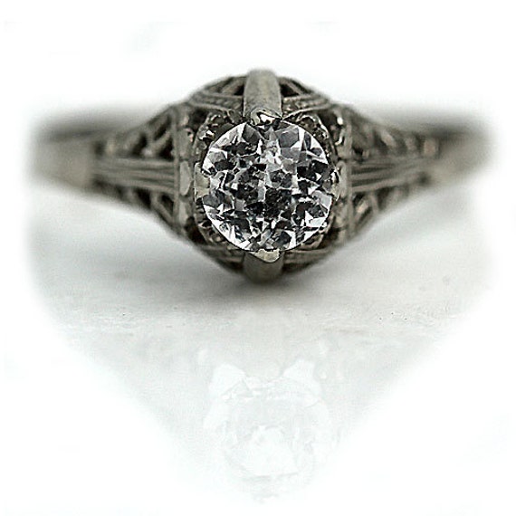 Vintage Engagement Wedding Art Deco Ring 2.7 Ct Diamond White Gold Finish Size 7