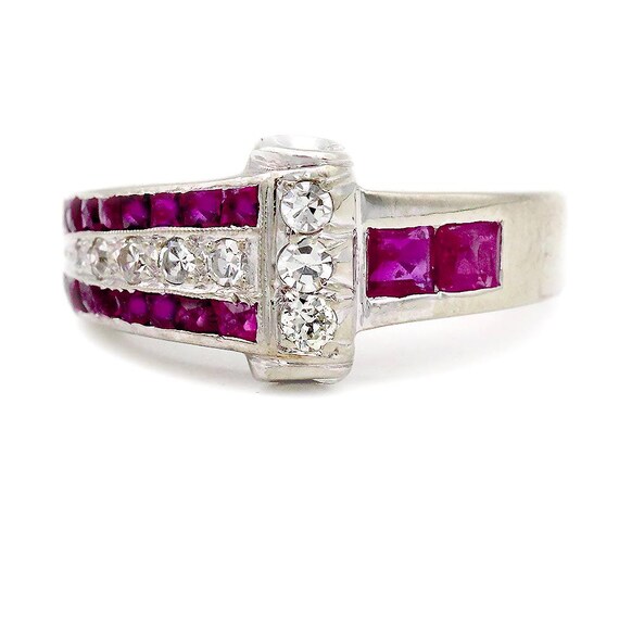 Art Deco .75 CTW Ruby & Diamond Art Deco Engageme… - image 5