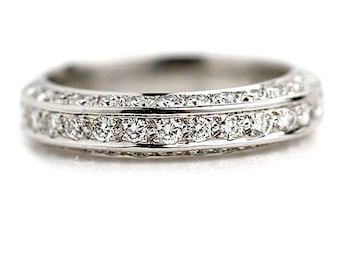 Vintage Diamond Wedding Band Platinum and Diamond Wedding Band 1.20ctw Vintage Wedding Ring