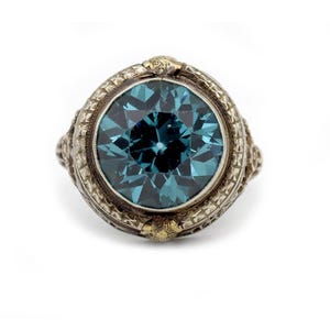 Antique Spinel Ring Unique Engagement Ring 8.00 ctw 14 Kt Two Tone Gold Statement Ring