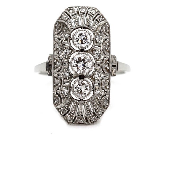 Art Deco Engagement Ring - Art Deco Diamond Ring -