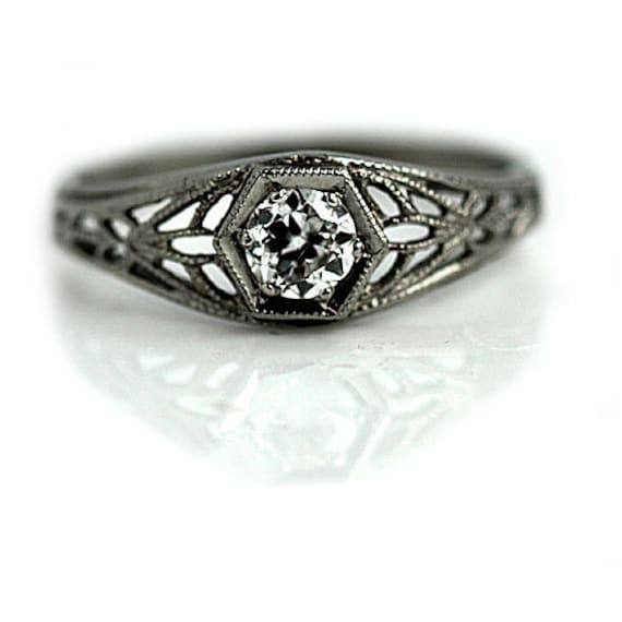 Antique Diamond Engagement Ring Petite Engagement
