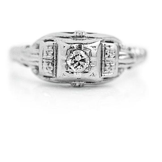 Anello di fidanzamento vintage anni '30 Diamante taglio europeo