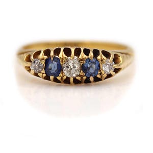 Antieke saffierring, 60 CTW oude mijn geslepen diamant en saffier trouwring geboortesteen ring september geboortesteen