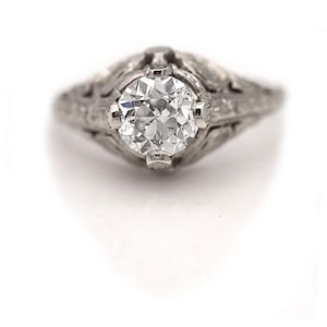 Antike Verlobungsring Art Deco .95 GIA Altschliff Diamant in 750er Weißgold