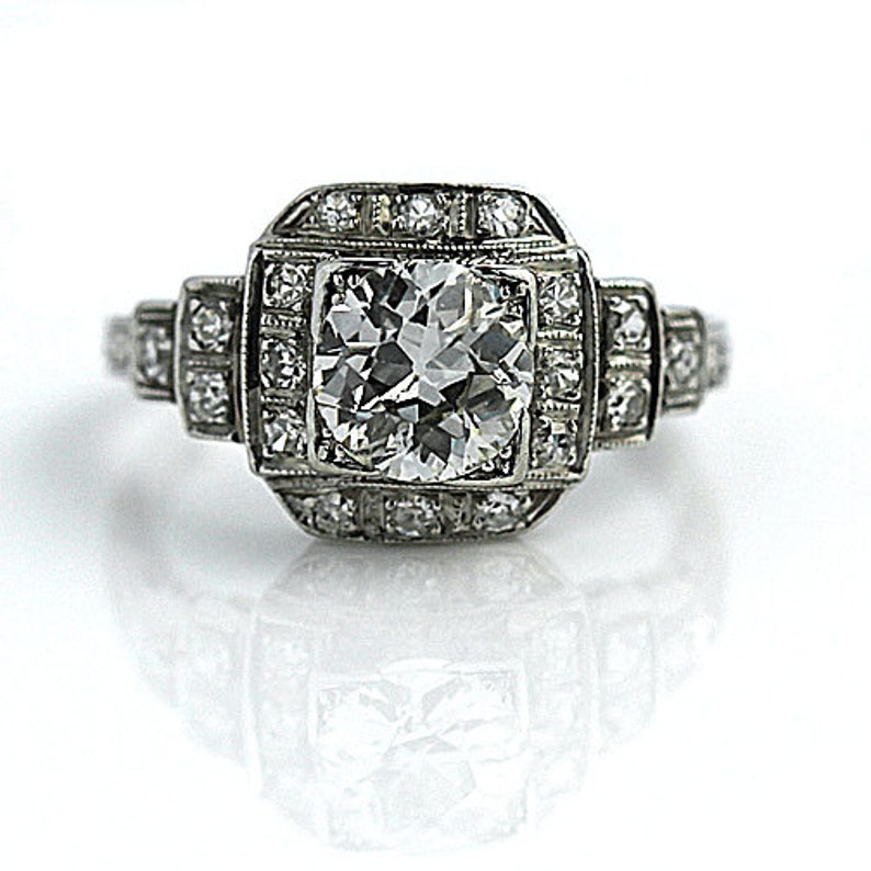 Art Deco Vintage Halo Engagement Ring 