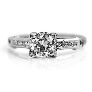 Deco Engagement Ring Vintage 1930&#39;s GIA Old European Cut Diamond Engagement Wedding Anniversary Ring Platinum &quot;The Rylee&quot;