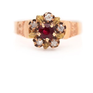 Ruby Engagement Rings Antique Engagement Rings Ruby Rings Engagement Rings Victorian Ruby Wedding Ring Rose Cut 14K Rose Gold July Birthday