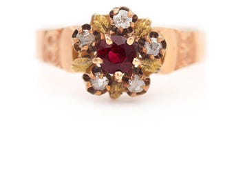 Ruby Engagement Rings Antique Engagement Rings Ruby Rings Engagement Rings Victorian Ruby Wedding Ring Rose Cut 14K Rose Gold July Birthday