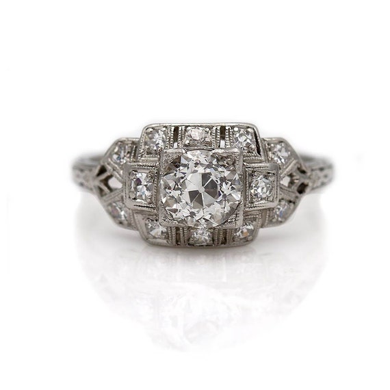 Art Deco Engagement Ring - Antique Art Deco & Dia… - image 5
