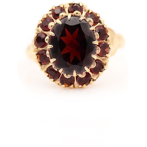 Victorian Engagement Ring 2.65 CTW Garnet 10 Karat Yellow Gold Antique Engagement Ring January Birthstone