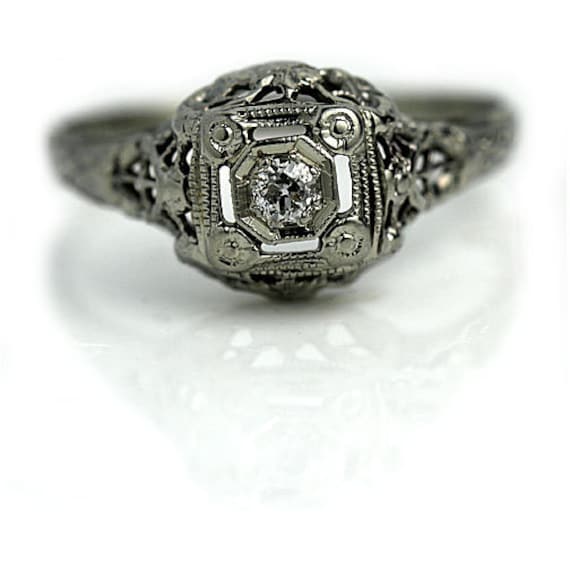 Vintage Edwardian Engagement Ring Art Deco Engagem