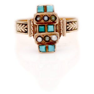 Victorian Turquoise and Pearl Engagement Ring