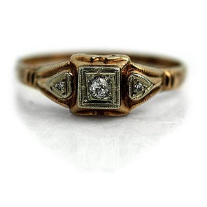 Mid-Century .12 CTW 1920s 14K Two Tone Vintage Diamond Engagement Ring