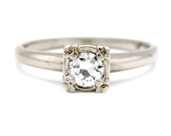Vintage .45 CTW Prong Set Solitaire Antique Diamond Engagement Ring