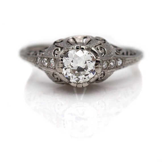 Antique Engagement Rings Diamond Engagement Ring .52 Ct GIA - Etsy