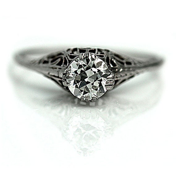 Art Deco Diamond Engagement Ring - GIA Antique Sol