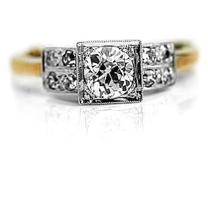 Antiker Verlobungsring Diamant Verlobungsring .76cttw Platin Vintage Diamant Ring Altschliff Vintage Verlobungsring Für Damen