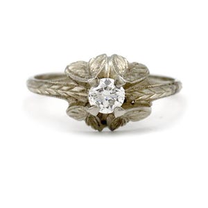 Art Deco Engagement Ring .30 CT Antique Diamond Engagement Ring with Filigree Band