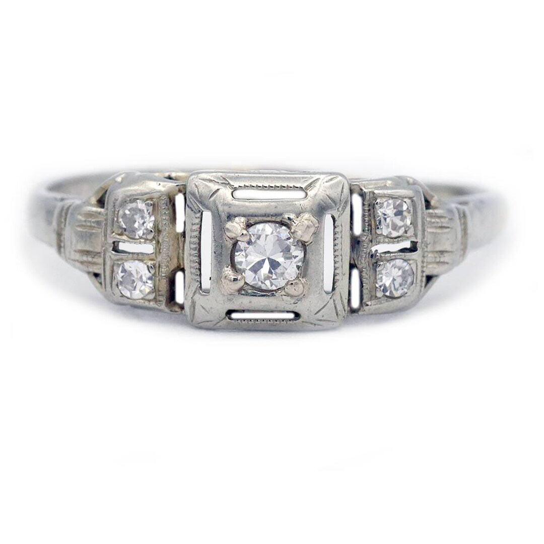 Rare Vintage Ring, Antique Stacking Ring, European Cut 1930's White ...