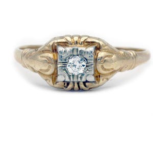 Vintage Engagement Ring Old Euro Diamond - Circa 1940 - ArtDecoDiamonds