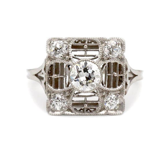 Art Deco Engagment Ring Art Deco Square Engagment Ring