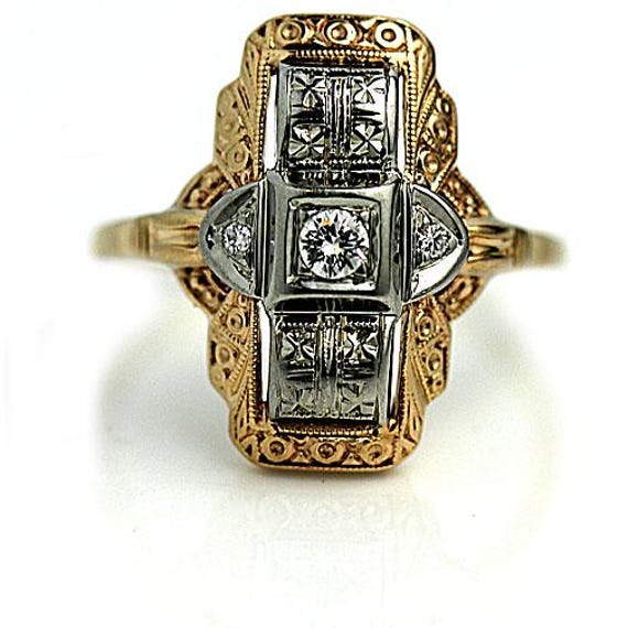 Antique Diamond Ring - Statement Cocktail Ring Tw… - image 5