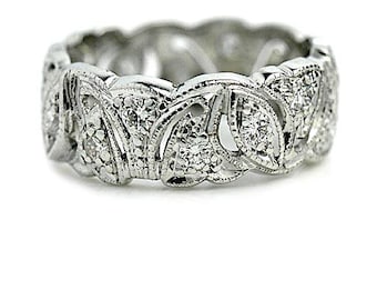 Vintage Eternity Wedding Band 1.20ctw in Platinum Size 6.75