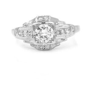 Antique Engagement Ring - Art Deco Diamond Ring in Platinum - Vintage 0.65 ctw Diamond Filigree Ring