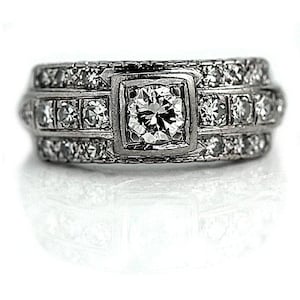 Estate Engagement Ring Vintage 1930&#39;s Old Transitional Cut Diamond Engagement Wedding Anniversary Ring White Gold &quot;The Holly&quot;