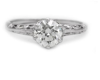 Pierścionki zaręczynowe z diamentami w stylu art déco. Stary europejski diament o szlifie .81 ct. Pierścionki zaręczynowe w stylu art déco.