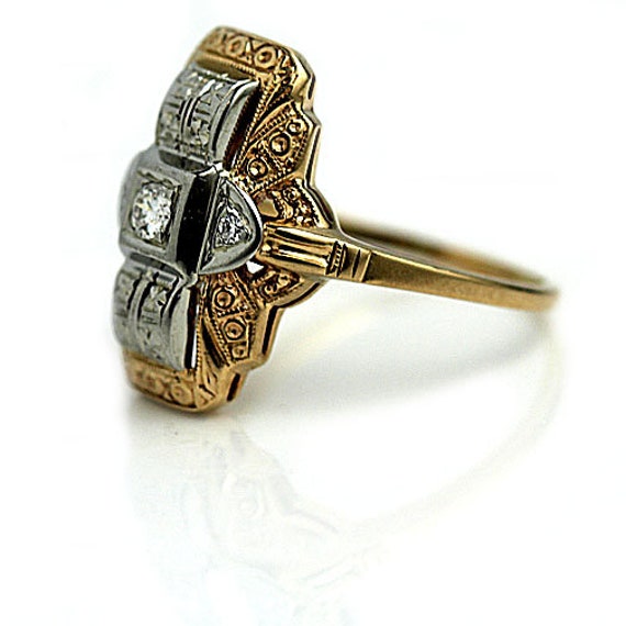 Antique Diamond Ring - Statement Cocktail Ring Tw… - image 2