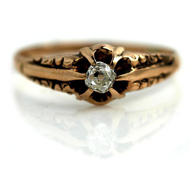Victorian Diamond Ring Vintage 1900#39;s Old Mine Cut Diamond E Victorian Diamond Ring Vintage 1900#39;s Old Mine Cut Diamond E