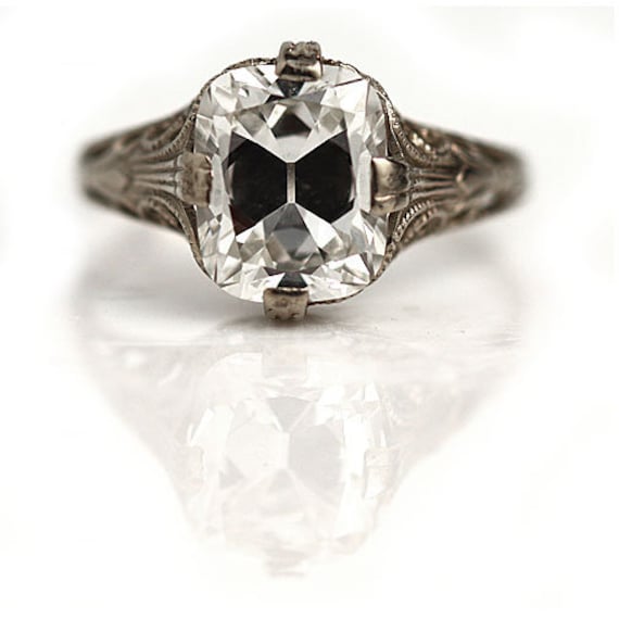 Art Deco Cushion Cut Engagement Ring - Antique Ar… - image 5