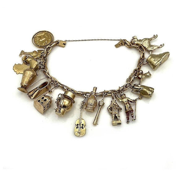 Charm Bracelet Gold Charm Bracelet Vintage 1940s Charm Bracelet