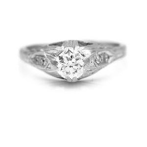 Rare Antique Diamond Ring, Vintage Diamond Ring, European Cut 1930&#39;s White Gold