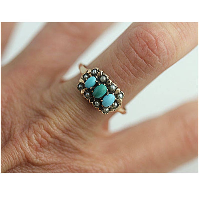 Antique Turquoise Engagement Ring Vintage Oval Cut Turquoise Etsy