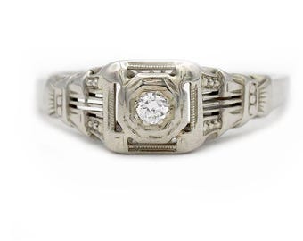 Unique Vintage .10 CTW European Cut Antique Diamond Engagement Ring