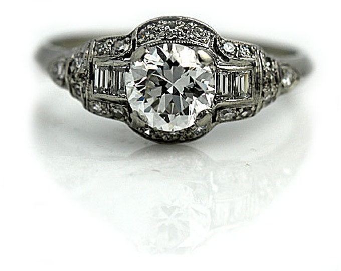 Antique Engagement Ring Art Deco Engagement Ring 1.55ctw Etsy