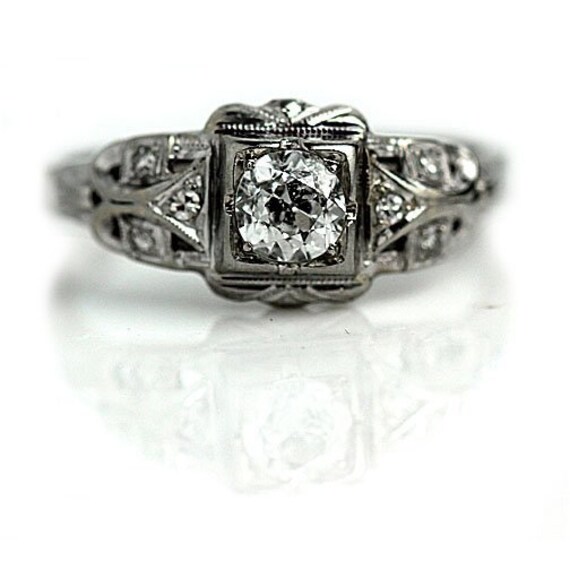 Antique Art Deco Diamond Engagement Ring Gem