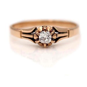 Victorian .18 CTW Old European Cut Diamond Solitaire Antique Engagement Ring